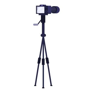 Professional digital camera standing on tripod recording video content Stock Illustration