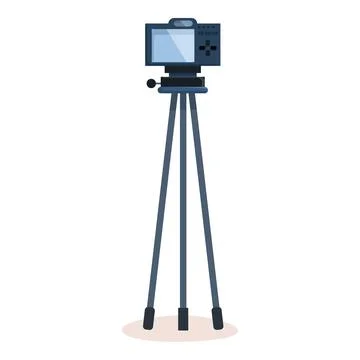 Professional digital camera standing on tripod making high quality video content Stock Illustration