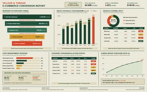 Professional digital dashboard displaying retail sales metrics, conversion fu Stock Illustration