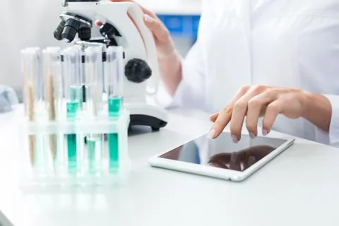 Professional digital device lying on the table Stock-Fotos