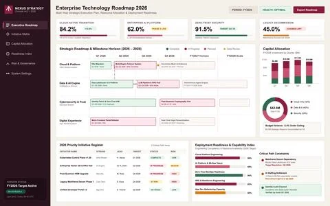 Professional digital interface displaying corporate technology milestones, cl Stock Illustration