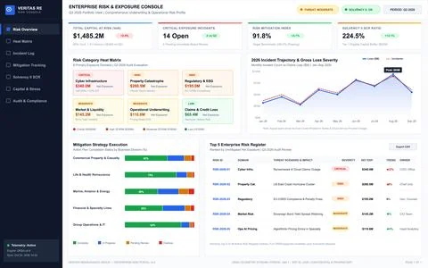 Professional digital interface displaying financial risk metrics, heat matric Stock Illustration
