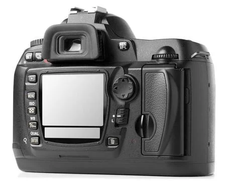 Professional digital photo camera back isolated on white. Displays are cut... Stock Photos