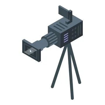 Professional digital video camera recording on tripod isometric view Stock Illustration