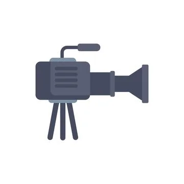 Professional digital video camera on tripod recording video blog イラスト素材