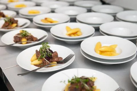 Professional dinner preparation Stock Photos
