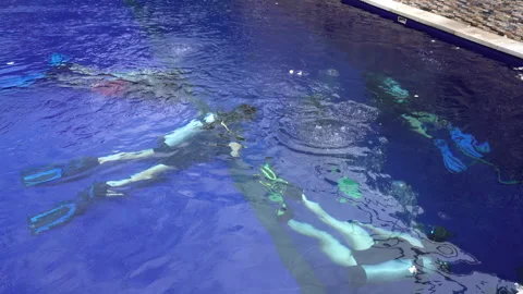 Professional divers developing advanced breathing skills and safety protoco.. Stock Footage 299043879