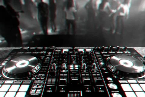 Professional DJ controller for mixing electronic music Stock Photos