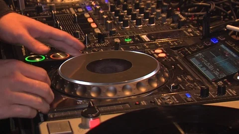 Professional Dj Makes Moves With Hands Playing mixing music Stock Footage 70513381