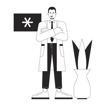 Professional doctor bw concept vector spot illustration Stock Illustration