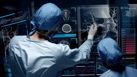 Professional Doctors Analyzing MRI, genes and genetic disorders. Stock Footage 122448285