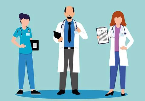 Professional doctors with doctors and tablets with a diagnosis Stock Illustration