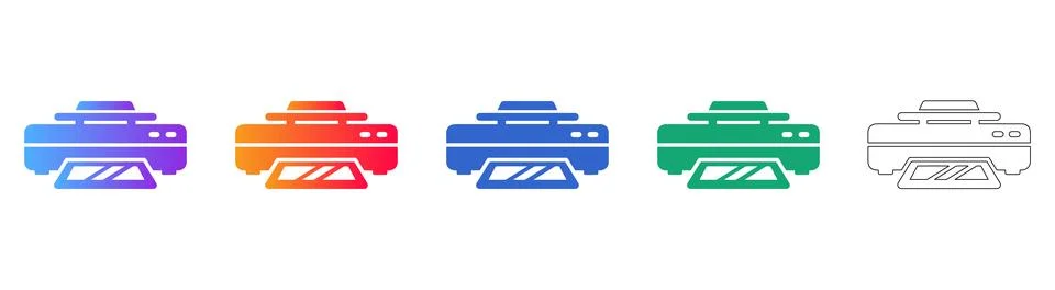 Professional Document Scanner Icon Set Stock Illustration
