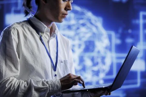 Professional does AI systems checkup Stock Photos