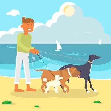 Professional Dog Walker Stock Illustration