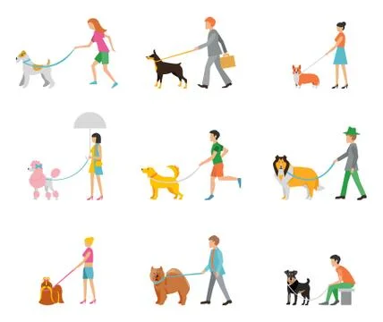 Professional dog walking Stock Illustration