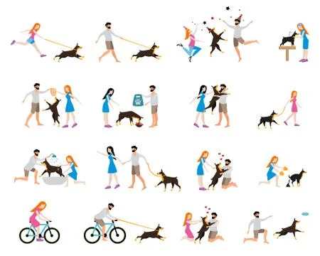 Professional dog walking Stock Illustration