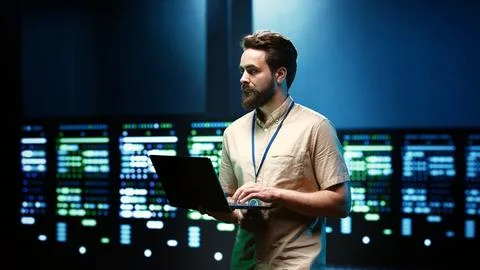 Professional doing server investigation Stock Photos