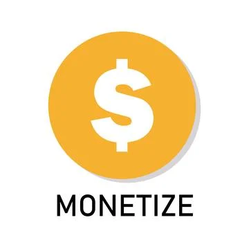 Professional Dollar Sign Monetize Vector Icon in Yellow Circle for Business.. Stock Illustration