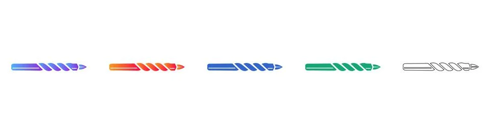 Professional Drill Bit Tool Icons Stock Illustration