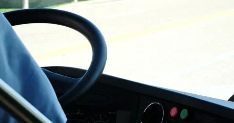 Professional Driver in Control of Public Transportation Vehicle Stock Footage 245400311
