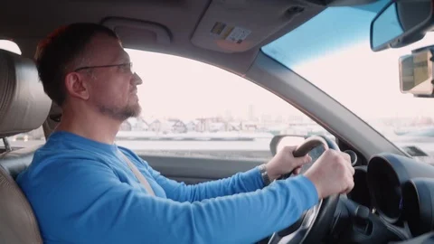 Professional driver drives car at high speed on highway Stock Footage 109437299