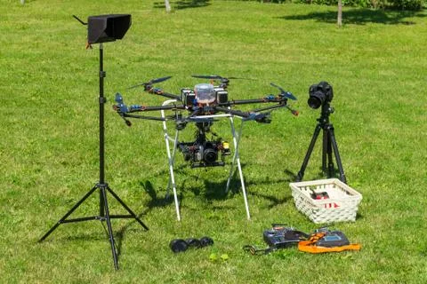 Professional drone with camera Stock Photos