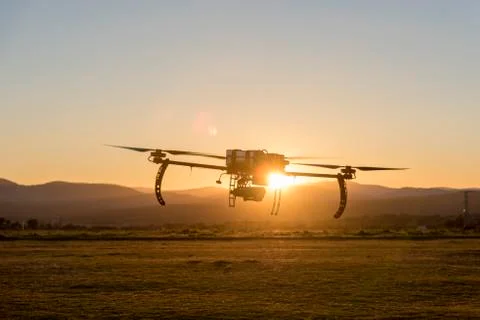 Professional drone prototype flying Stock Photos