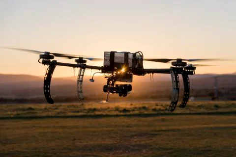 Professional drone prototype flying Stock Photos