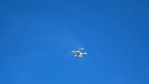 Professional drone quadricopter preparing to land Stock Footage 94232962