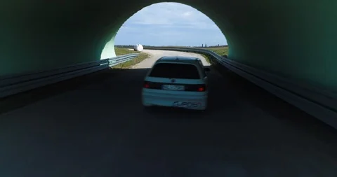 Professional drone shot of speeding car Stock Footage 89416608