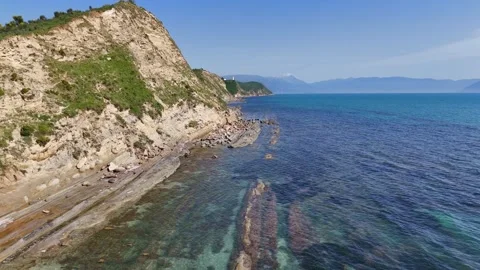 Professional Drone Shot of Wild Turtle Beach and Crystal Sea Stock Footage 335630620