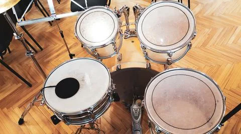 Professional drum set musical instruments. Stock Photos