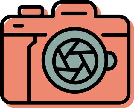 Professional dslr camera flat design icon illustration Stock Illustration