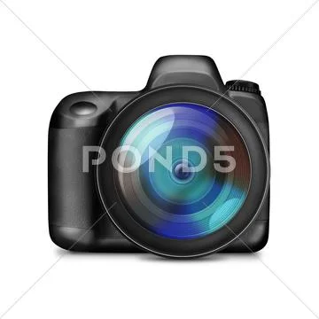 Professional dslr photo with no lables camera isolated on white - illustration Stock Illustration