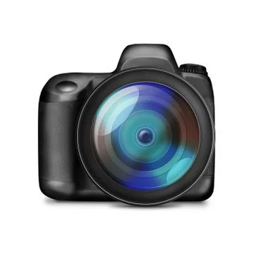 Professional dslr photo with no lables camera isolated on white - illustration Stock Illustration