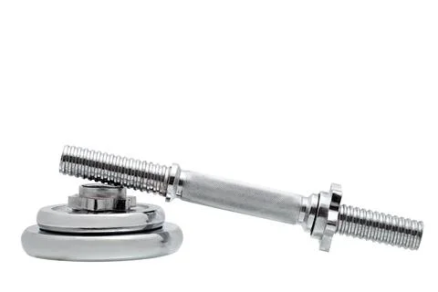 Professional dumbbell set of adjustable dumbbells from stainless steel. Stock Photos