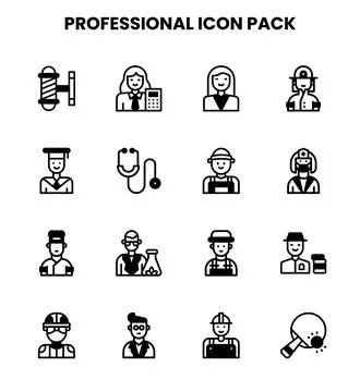 Professional DuoTone Set Icons Pack Stock Illustration
