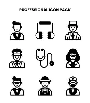 Professional DuoTone Set Icons Pack Stock Illustration