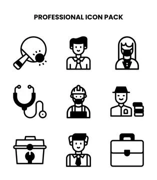 Professional DuoTone Set Icons Pack Stock Illustration