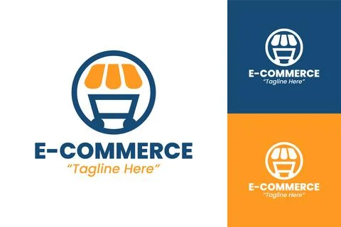 Professional E-Commerce Logo Design in Blue and Yellow Stock Illustration