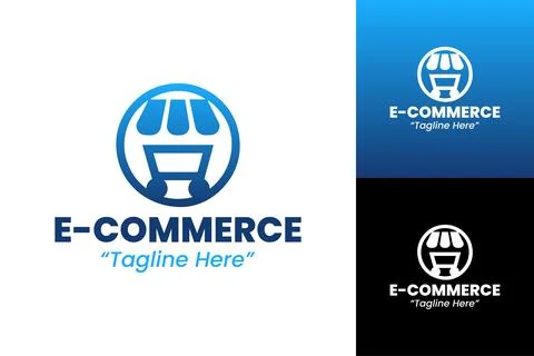 Professional E-Commerce Logo Design in Light Blue Stock Illustration