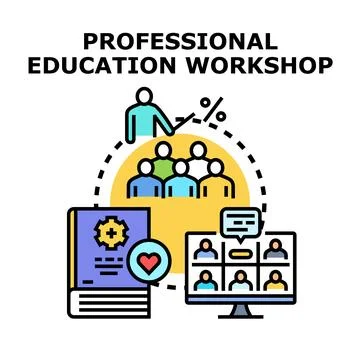 Professional education workshop concept with online learning Stockillustratie