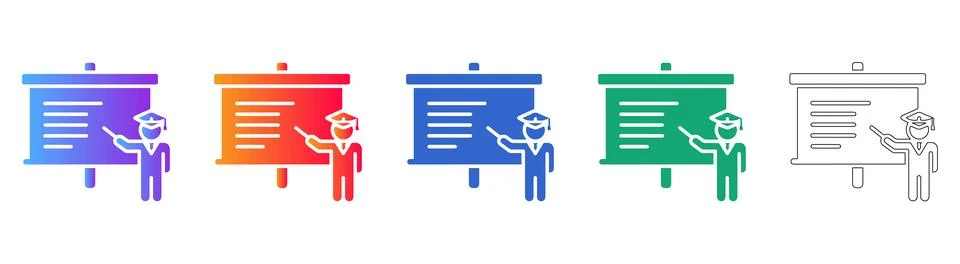 Professional Educational Presentation Icon Set Stock Illustration