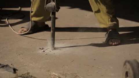 Professional electric tools. Work of a jackhammer. Close Up Stock Footage 122642885