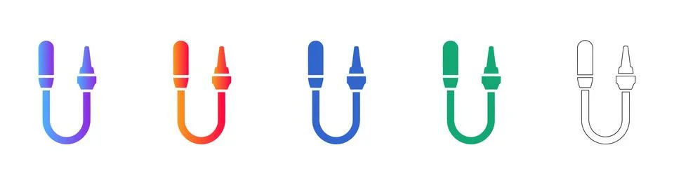 Professional Electrical Cable Vector Icon Set Stock Illustration
