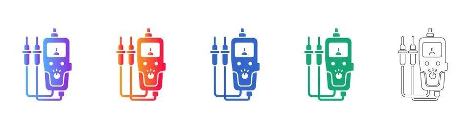 Professional Electrical Multimeter Icon Set Stock Illustration