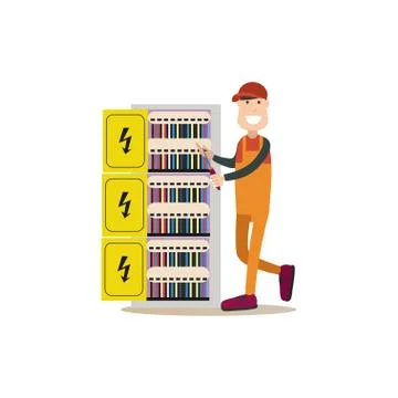 Professional electrician vector illustration in flat style Stock Illustration