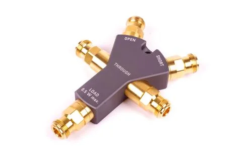 Professional electronics RF VNA calibrator tool isolated on the white backgro Foto stock