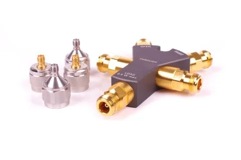Professional electronics RF VNA calibrator tool isolated on the white backgro Stock Photos